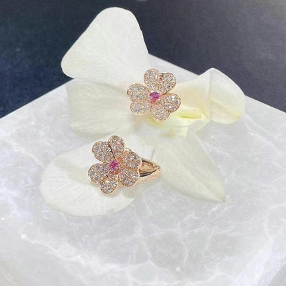 [Love Lucky]FRIVOLE PINK GOLD FLOWER DIAMOND EARRINGS