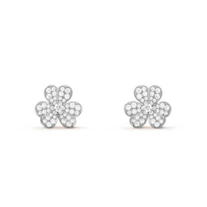 [Love Lucky]FRIVOLE SILVER FLOWER DIAMOND EARRINGS