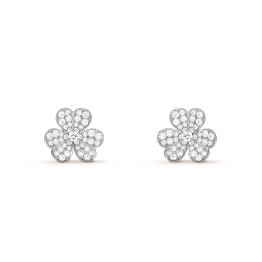 [Love Lucky]FRIVOLE SILVER FLOWER DIAMOND EARRINGS