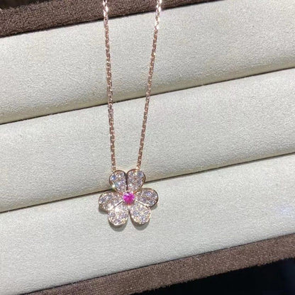[Love Lucky]FRIVOLE ROSE GOLD FLOWER DIAMOND NECKLACE