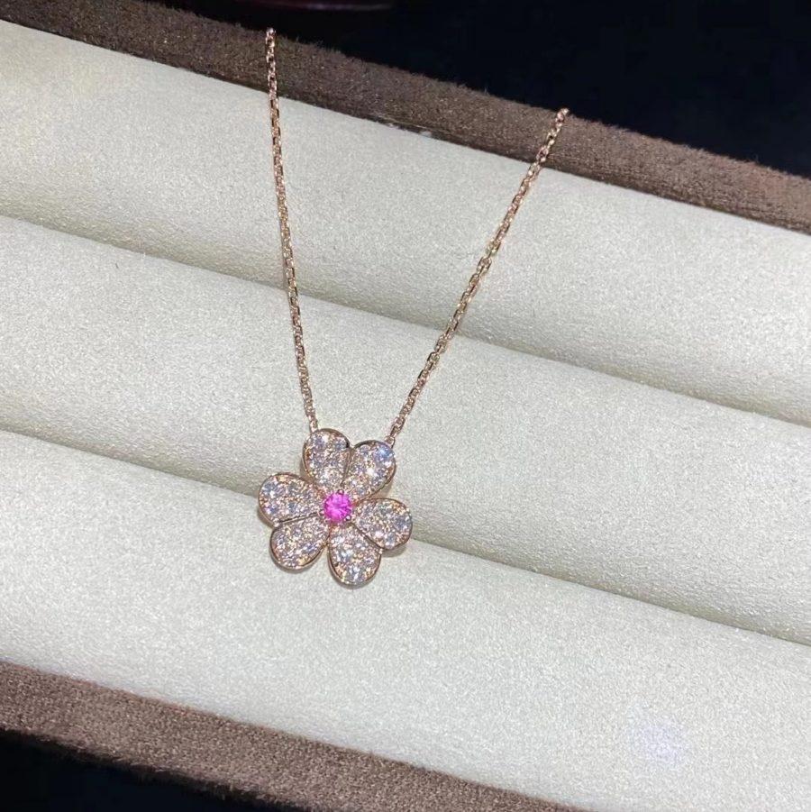 [Love Lucky]FRIVOLE ROSE GOLD FLOWER DIAMOND NECKLACE