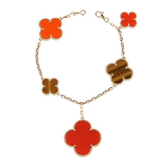 [Love Lucky]CLOVER BRACELET 5 MOTIFS CARNELIAN TIGER EYE
