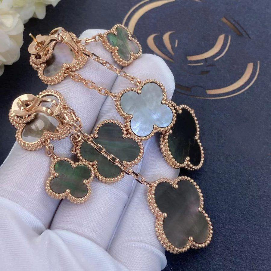 [Love Lucky]CLOVER EARRINGS DARK MOP 4 MOTIFS ROSE GOLD