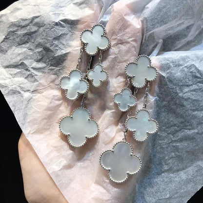 [Love Lucky]CLOVER EARRINGS WHITE MOP 4 MOTIFS SILVER