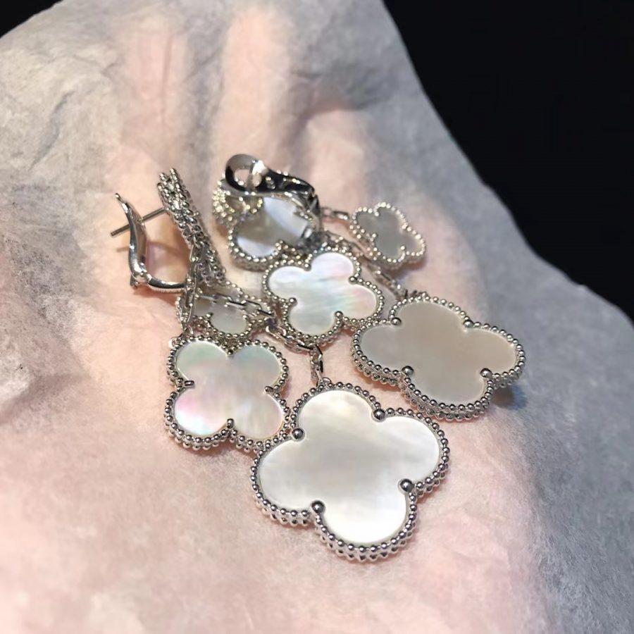 [Love Lucky]CLOVER EARRINGS WHITE MOP 4 MOTIFS SILVER
