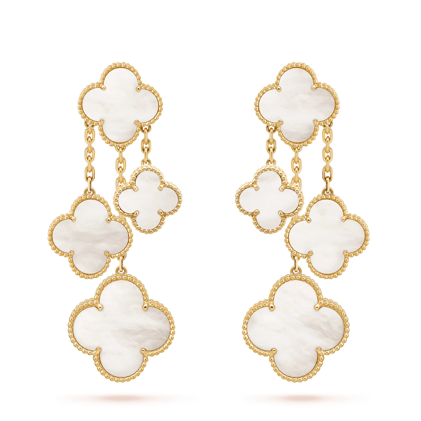 [Love Lucky]CLOVER EARRINGS WHITE MOP 4 MOTIFS GOLD