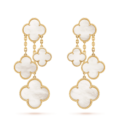 [Love Lucky]CLOVER EARRINGS WHITE MOP 4 MOTIFS GOLD