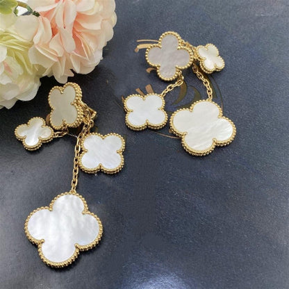 [Love Lucky]CLOVER EARRINGS WHITE MOP 4 MOTIFS GOLD
