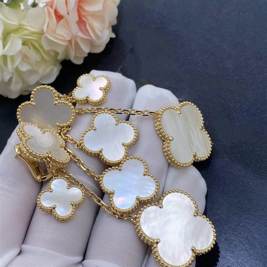 [Love Lucky]CLOVER EARRINGS WHITE MOP 4 MOTIFS GOLD