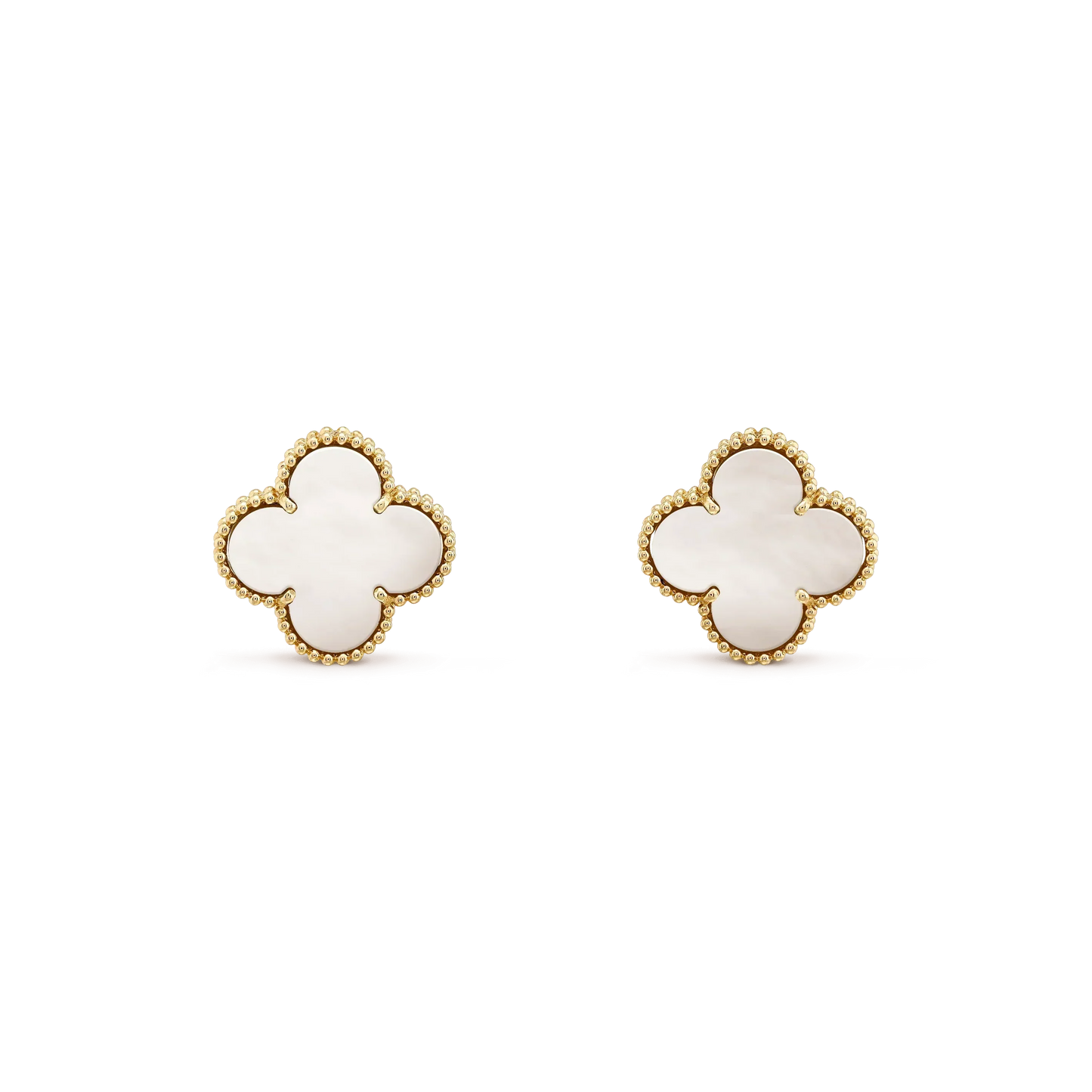 [Love Lucky]CLOVER MEDIUM 1 MOTIFS  WHITE MOP STUD EARRINGS