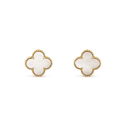 [Love Lucky]CLOVER MEDIUM 1 MOTIFS  WHITE MOP STUD EARRINGS