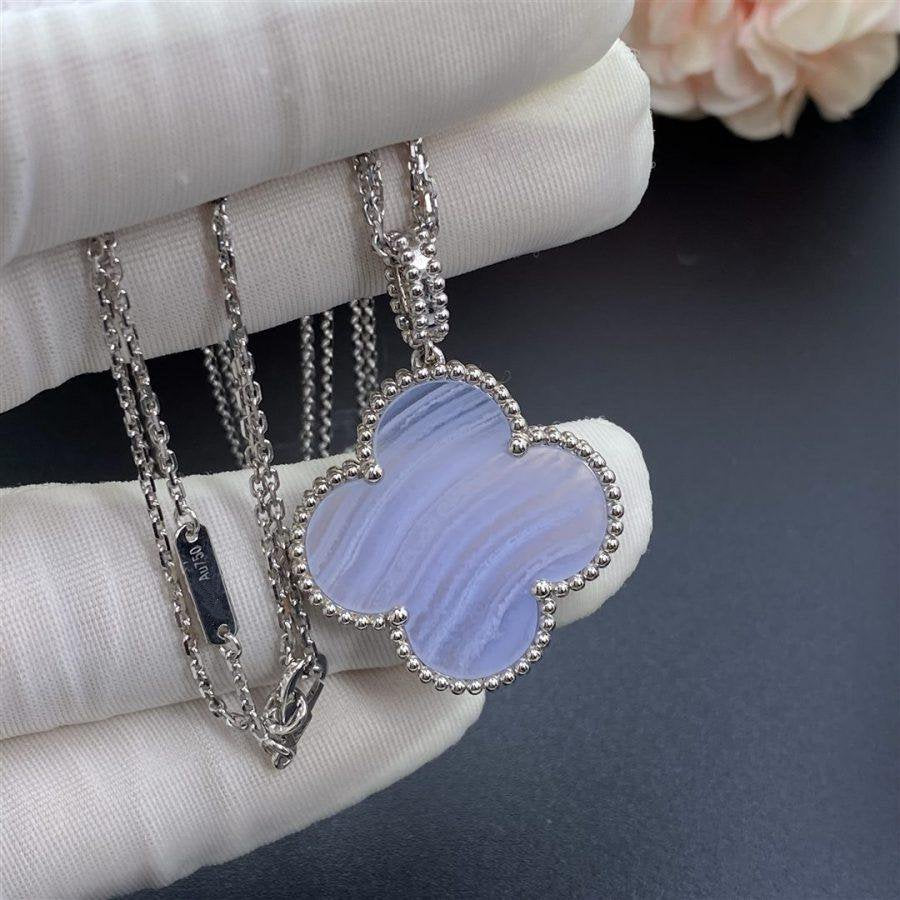[Love Lucky]CLOVER SILVER CHALCEDONY BIG CLOVER NECKLACE