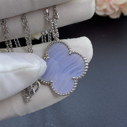 [Love Lucky]CLOVER SILVER CHALCEDONY BIG CLOVER NECKLACE