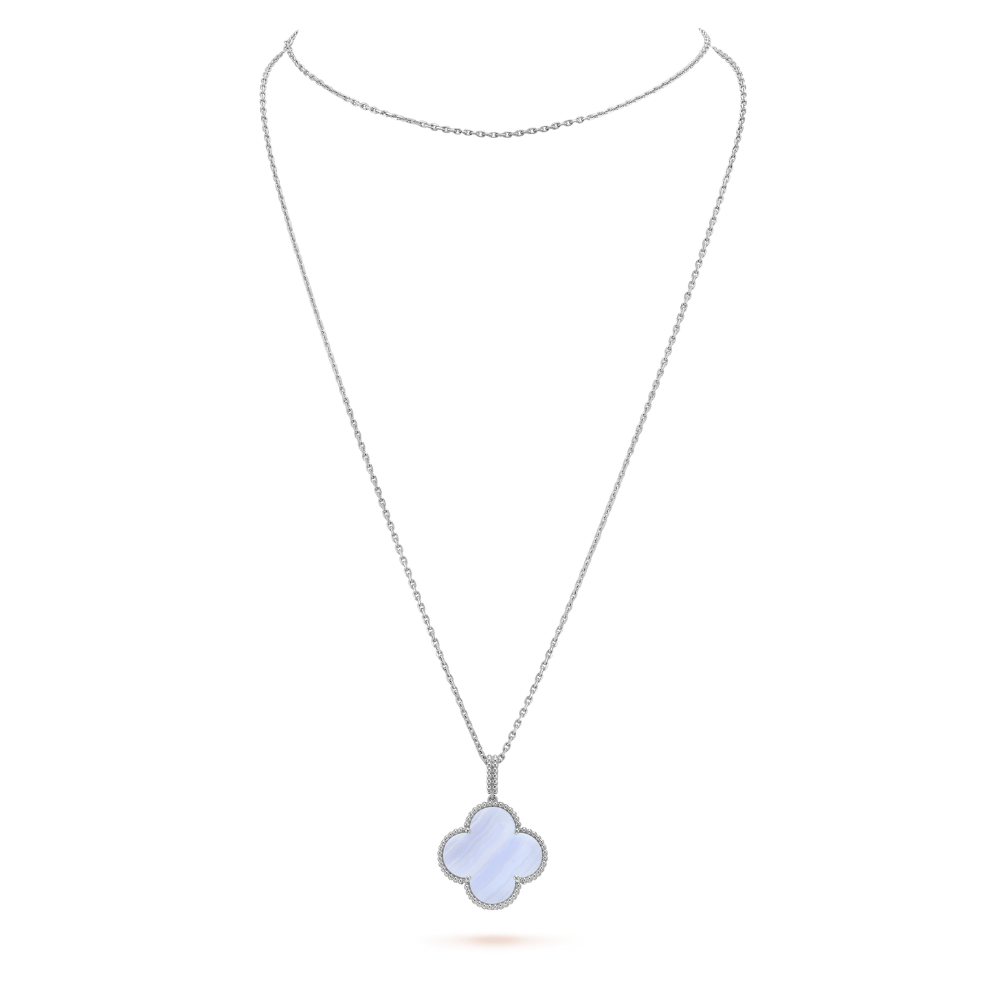 [Love Lucky]CLOVER SILVER CHALCEDONY BIG CLOVER NECKLACE