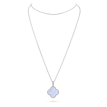[Love Lucky]CLOVER SILVER CHALCEDONY BIG CLOVER NECKLACE