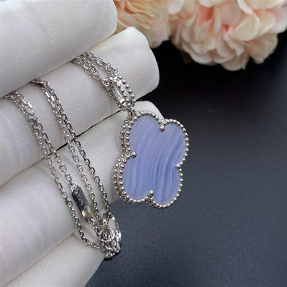 [Love Lucky]CLOVER SILVER CHALCEDONY BIG CLOVER NECKLACE