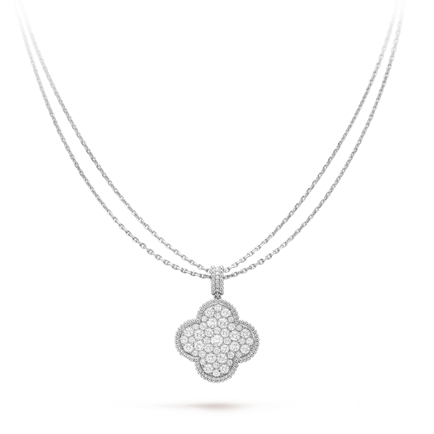 [Love Lucky]CLOVER 25MM SILVER FULL DIAMOND BIG CLOVER NECKLACE
