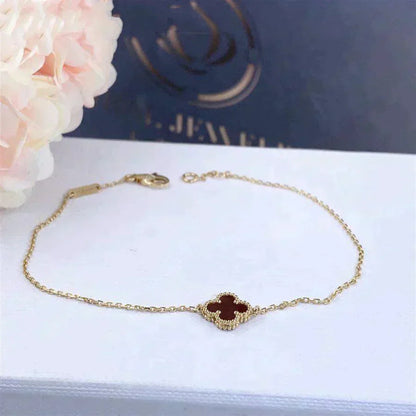 [Love Lucky]CLOVER  CARNELIAN SINGLE FLOWER BRACELET