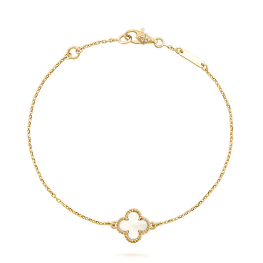 [Love Lucky]CLOVER WHITE MOP SINGLE FLOWER BRACELET