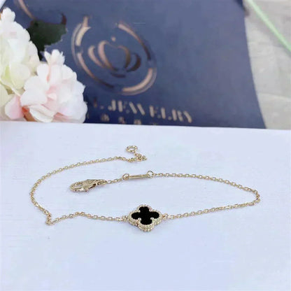 [Love Lucky]CLOVER ONYX SINGLE FLOWER BRACELET