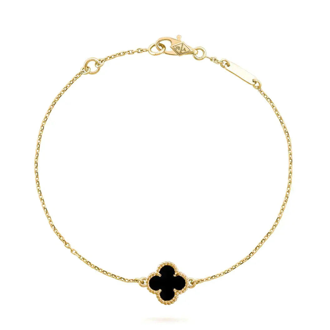 [Love Lucky]CLOVER ONYX SINGLE FLOWER BRACELET