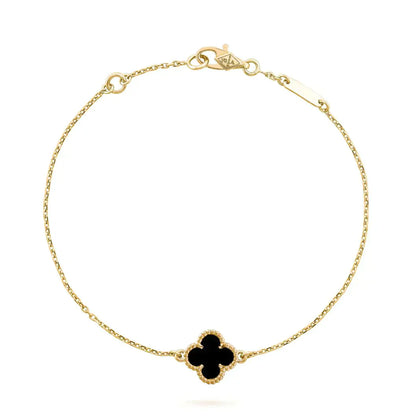 [Love Lucky]CLOVER ONYX SINGLE FLOWER BRACELET