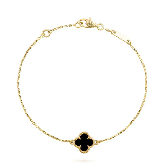 [Love Lucky]CLOVER ONYX SINGLE FLOWER BRACELET