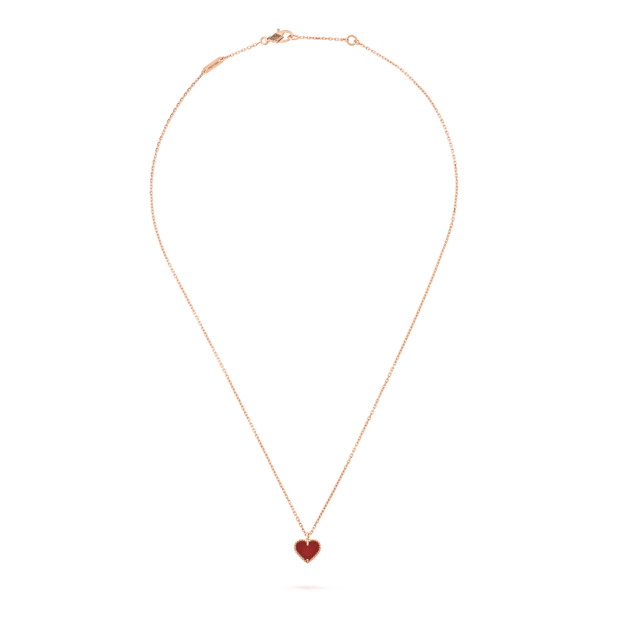 [Love Lucky]SWEET CLOVER CARNELIAN HEART NECKLACE