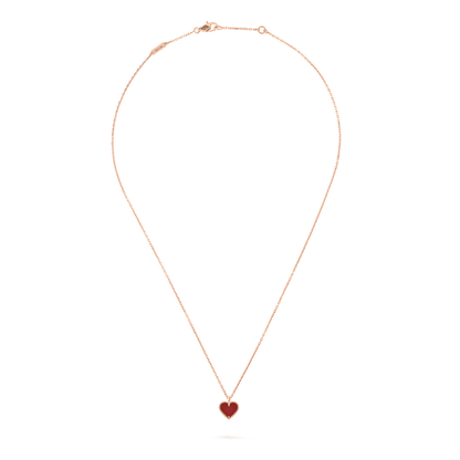 [Love Lucky]SWEET CLOVER CARNELIAN HEART NECKLACE