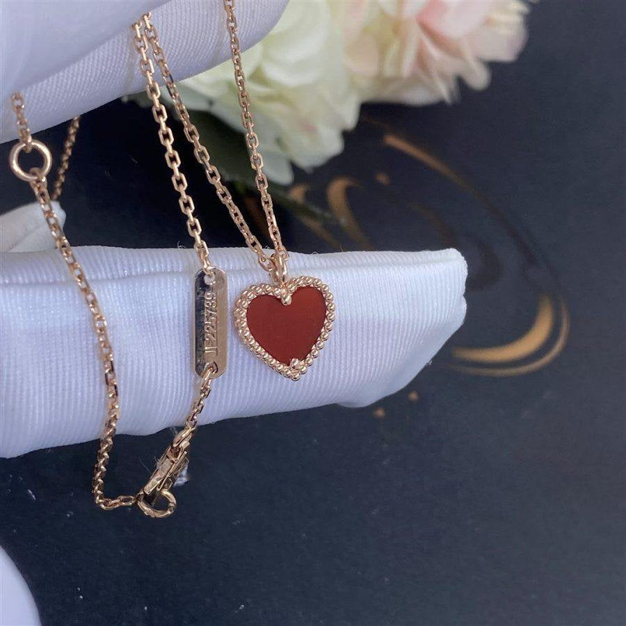 [Love Lucky]SWEET CLOVER CARNELIAN HEART NECKLACE