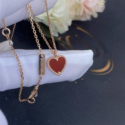[Love Lucky]SWEET CLOVER CARNELIAN HEART NECKLACE