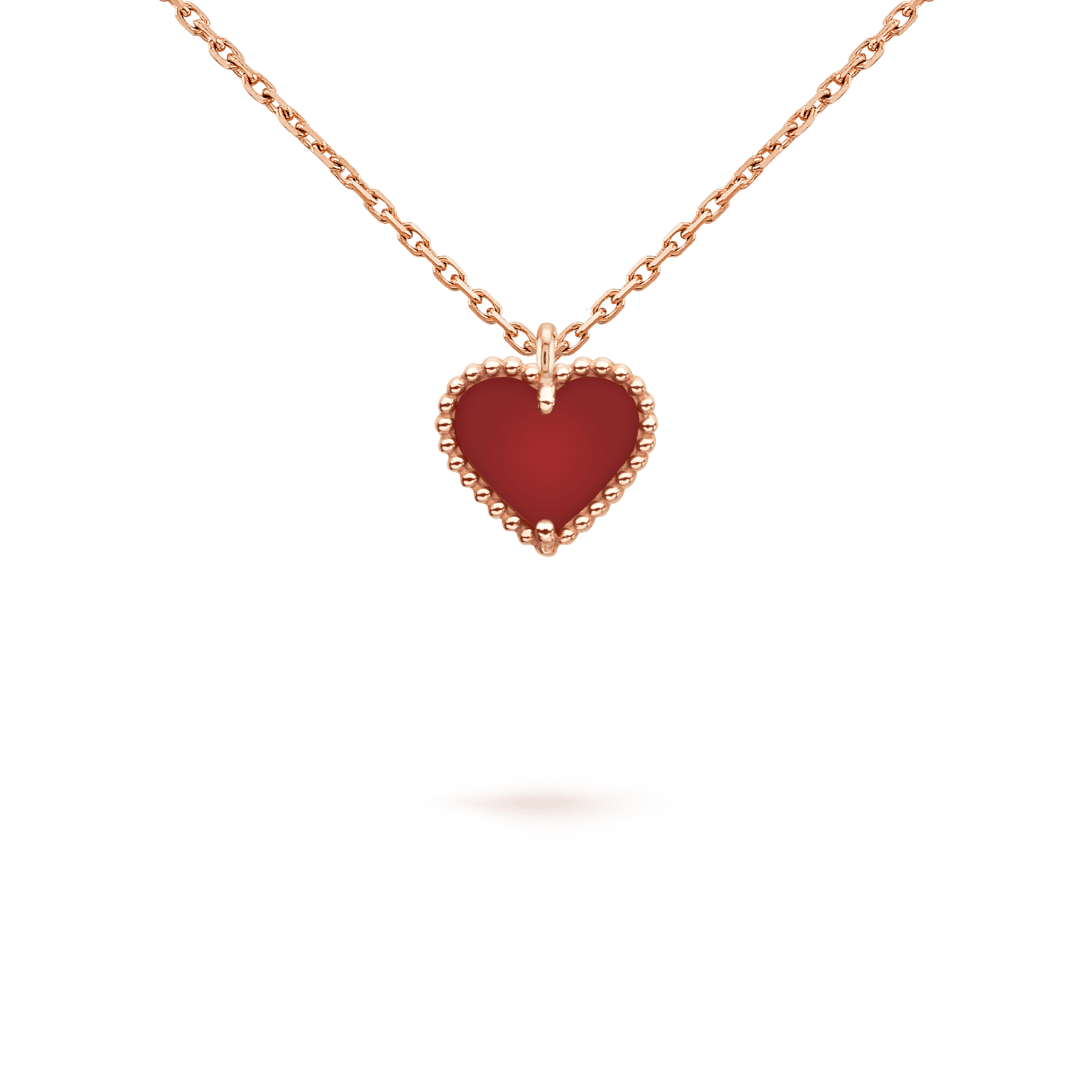 [Love Lucky]SWEET CLOVER CARNELIAN HEART NECKLACE