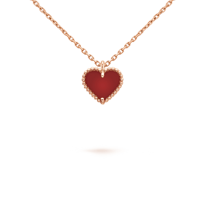 [Love Lucky]SWEET CLOVER CARNELIAN HEART NECKLACE