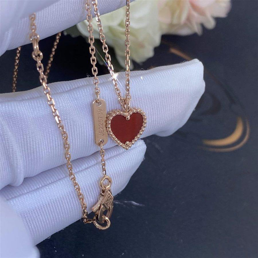 [Love Lucky]SWEET CLOVER CARNELIAN HEART NECKLACE