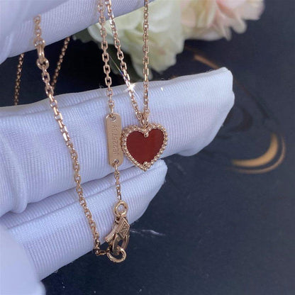 [Love Lucky]SWEET CLOVER CARNELIAN HEART NECKLACE