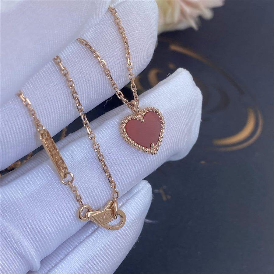 [Love Lucky]SWEET CLOVER CARNELIAN HEART NECKLACE