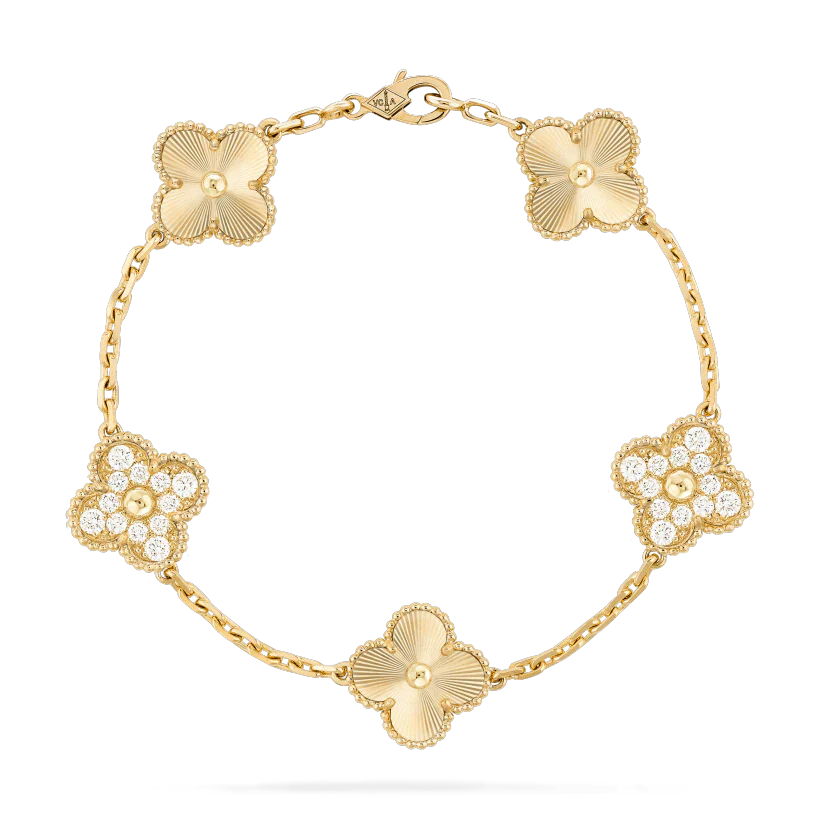 [Love Lucky]CLOVER BRACELET 5 MOTIFS GOLD DIAMOND