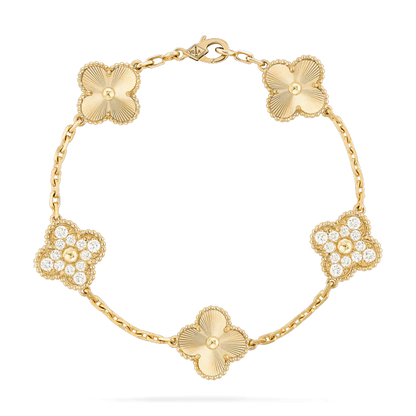 [Love Lucky]CLOVER BRACELET 5 MOTIFS GOLD DIAMOND