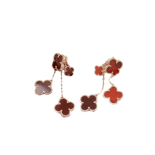 [Love Lucky]CLOVER EARRINGS CARNELIAN 4 MOTIFS PINK GOLD
