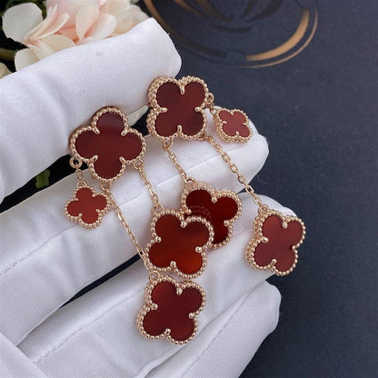 [Love Lucky]CLOVER EARRINGS CARNELIAN 4 MOTIFS PINK GOLD