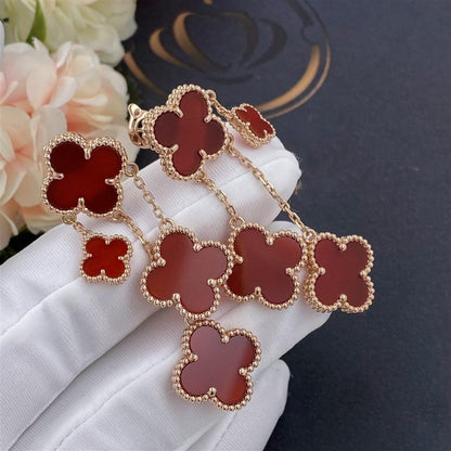 [Love Lucky]CLOVER EARRINGS CARNELIAN 4 MOTIFS PINK GOLD