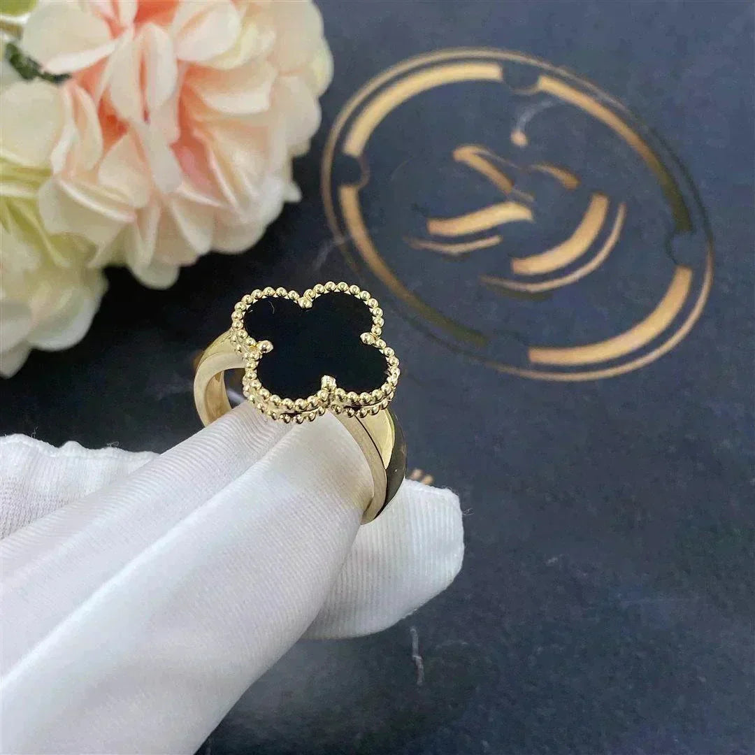 [Love Lucky]CLOVER ONYX RING
