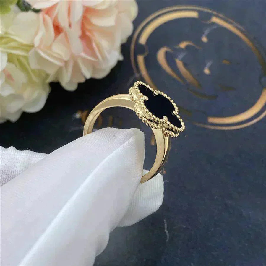 [Love Lucky]CLOVER ONYX RING