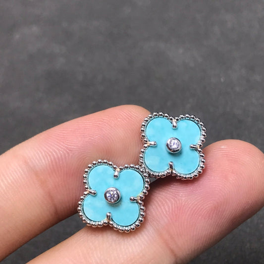 [Love Lucky]CLOVER 1 DIAMOND BLUE SKY SILVER EARRINGS