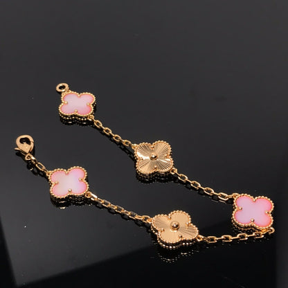 [Love Lucky]CLOVER BRACELET 5 MOTIF PINK AND PINK GOLD