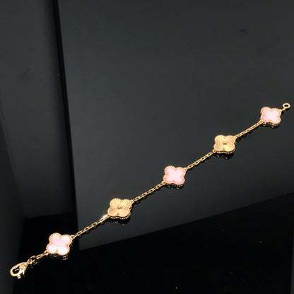 [Love Lucky]CLOVER BRACELET 5 MOTIF PINK AND PINK GOLD