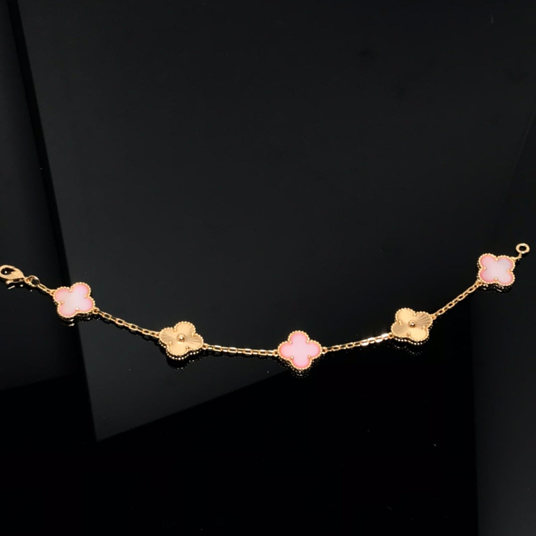 [Love Lucky]CLOVER BRACELET 5 MOTIF PINK AND PINK GOLD