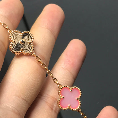[Love Lucky]CLOVER BRACELET 5 MOTIF PINK AND PINK GOLD