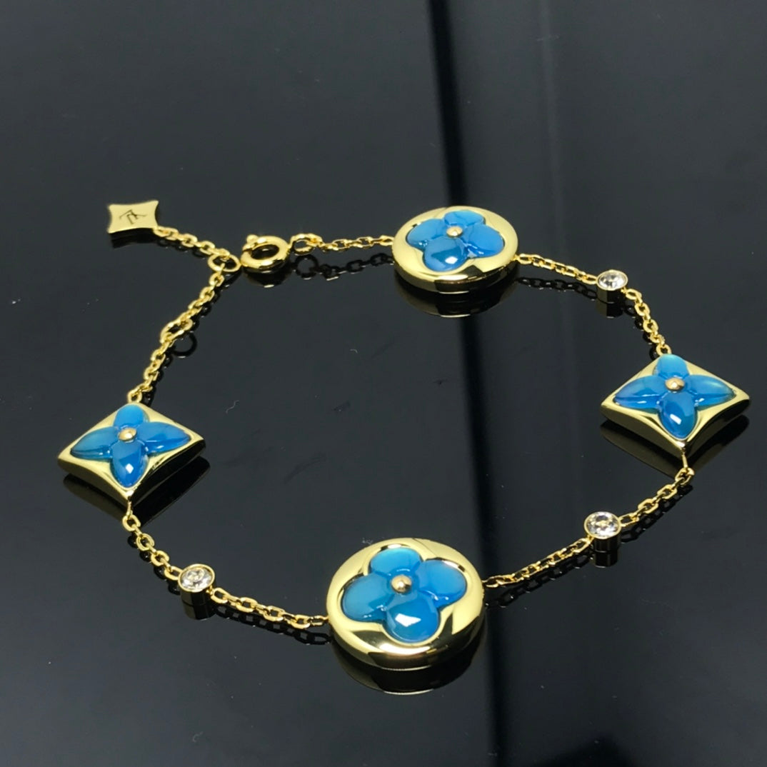 [Love Lucky]STAR AND SUN 4 MOTIF BLUE BRACELET