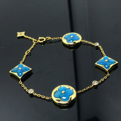 [Love Lucky]STAR AND SUN 4 MOTIF BLUE BRACELET